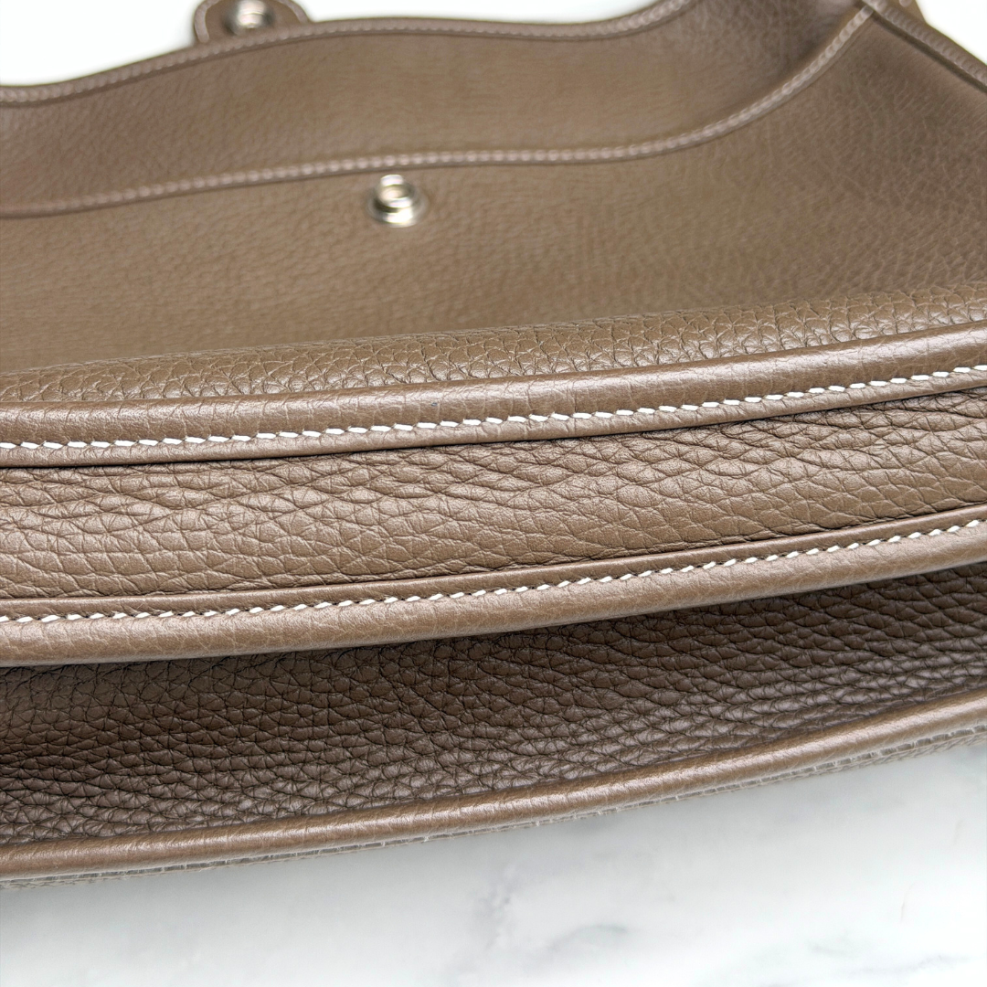 Hermes Clemence Evelyn 29 Etoupe Bag (Stamp Z) Kelly's Authentic Boutique