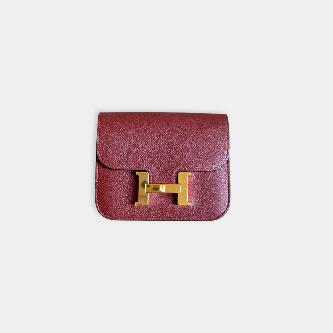 Hermes Constance Slim Wallet Rouge H (Stamp W) Kelly's Authentic Boutique