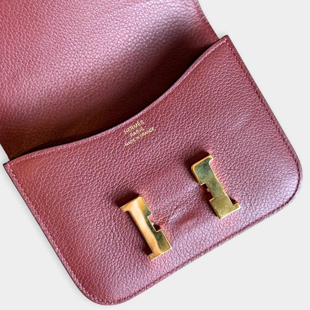 Hermes Constance Slim Wallet Rouge H (Stamp W) Kelly's Authentic Boutique