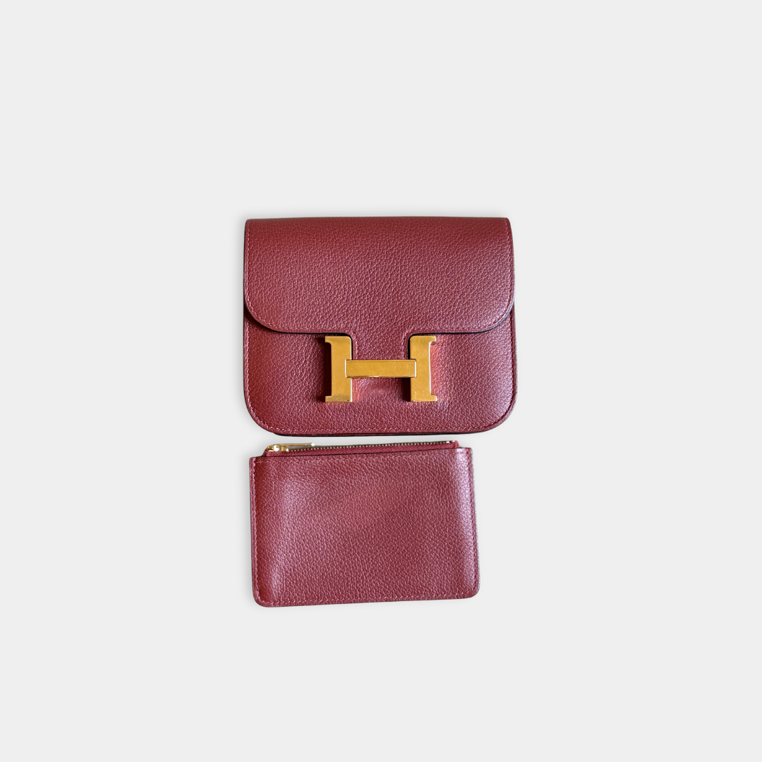 Hermes Constance Slim Wallet Rouge H (Stamp W) Kelly's Authentic Boutique