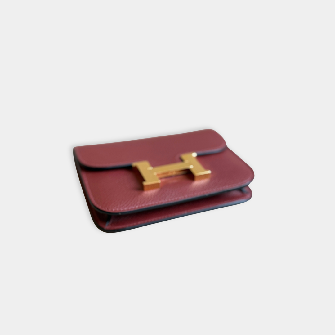 Hermes Constance Slim Wallet Rouge H (Stamp W) Kelly's Authentic Boutique