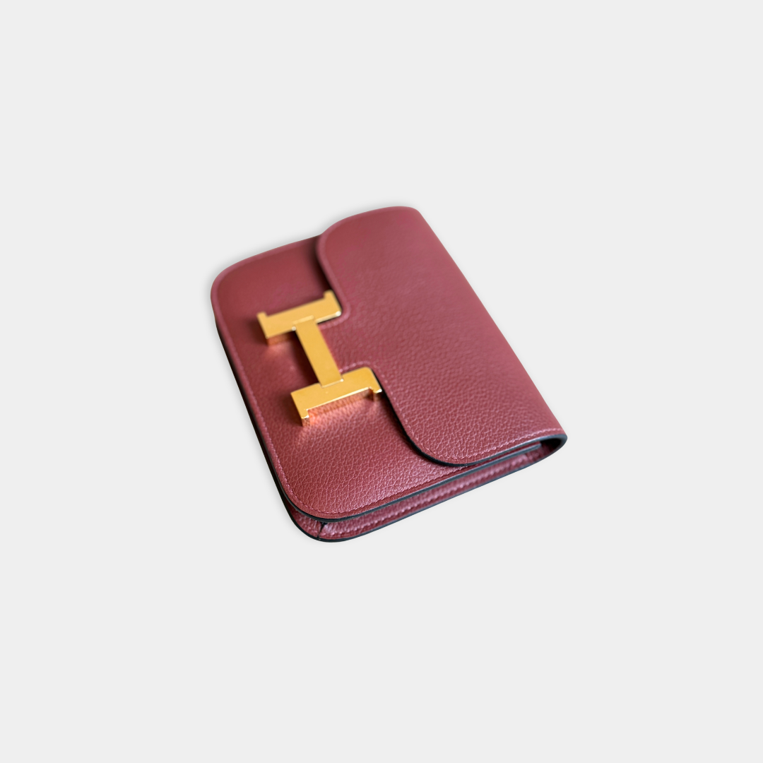 Hermes Constance Slim Wallet Rouge H (Stamp W) Kelly's Authentic Boutique