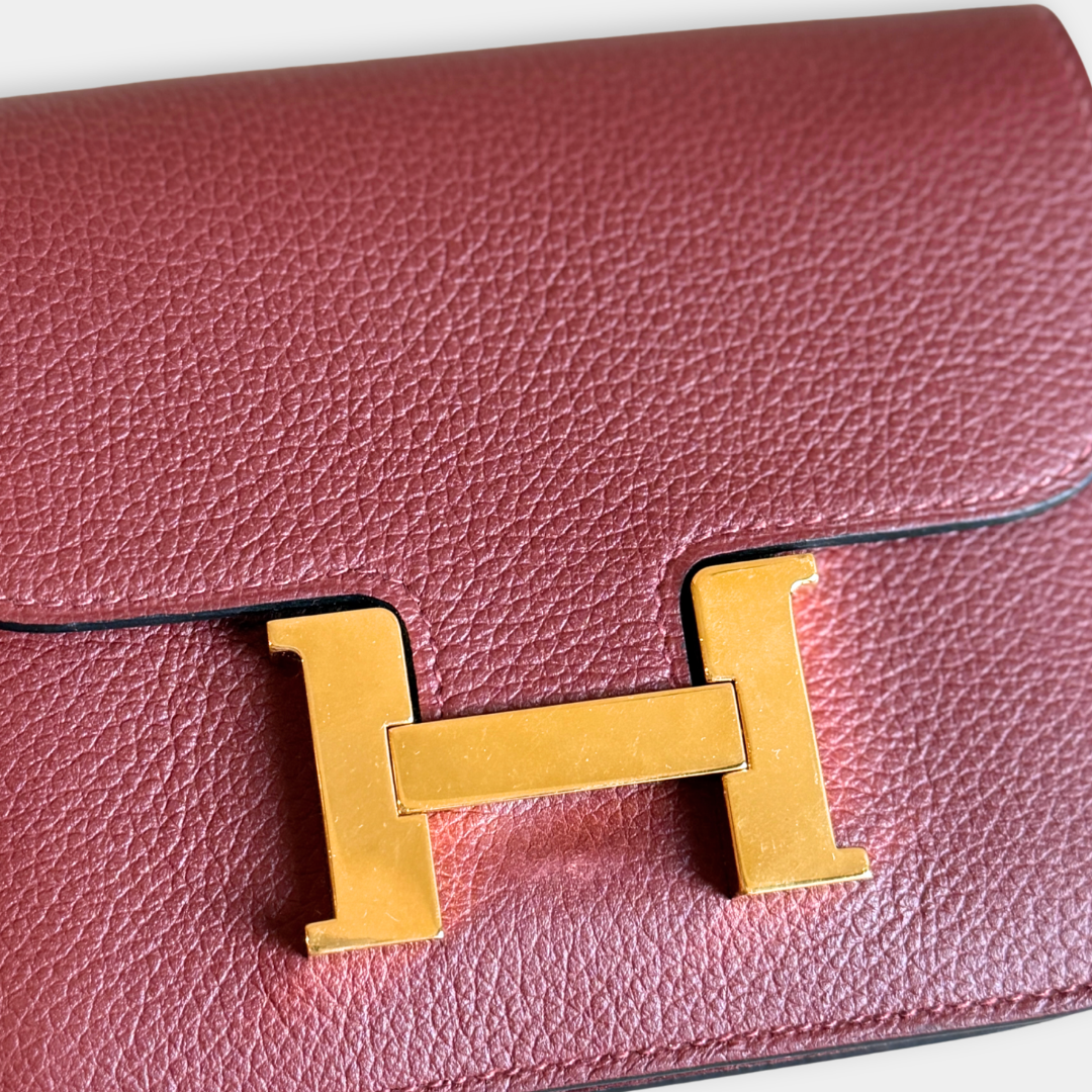 Hermes Constance Slim Wallet Rouge H (Stamp W) Kelly's Authentic Boutique