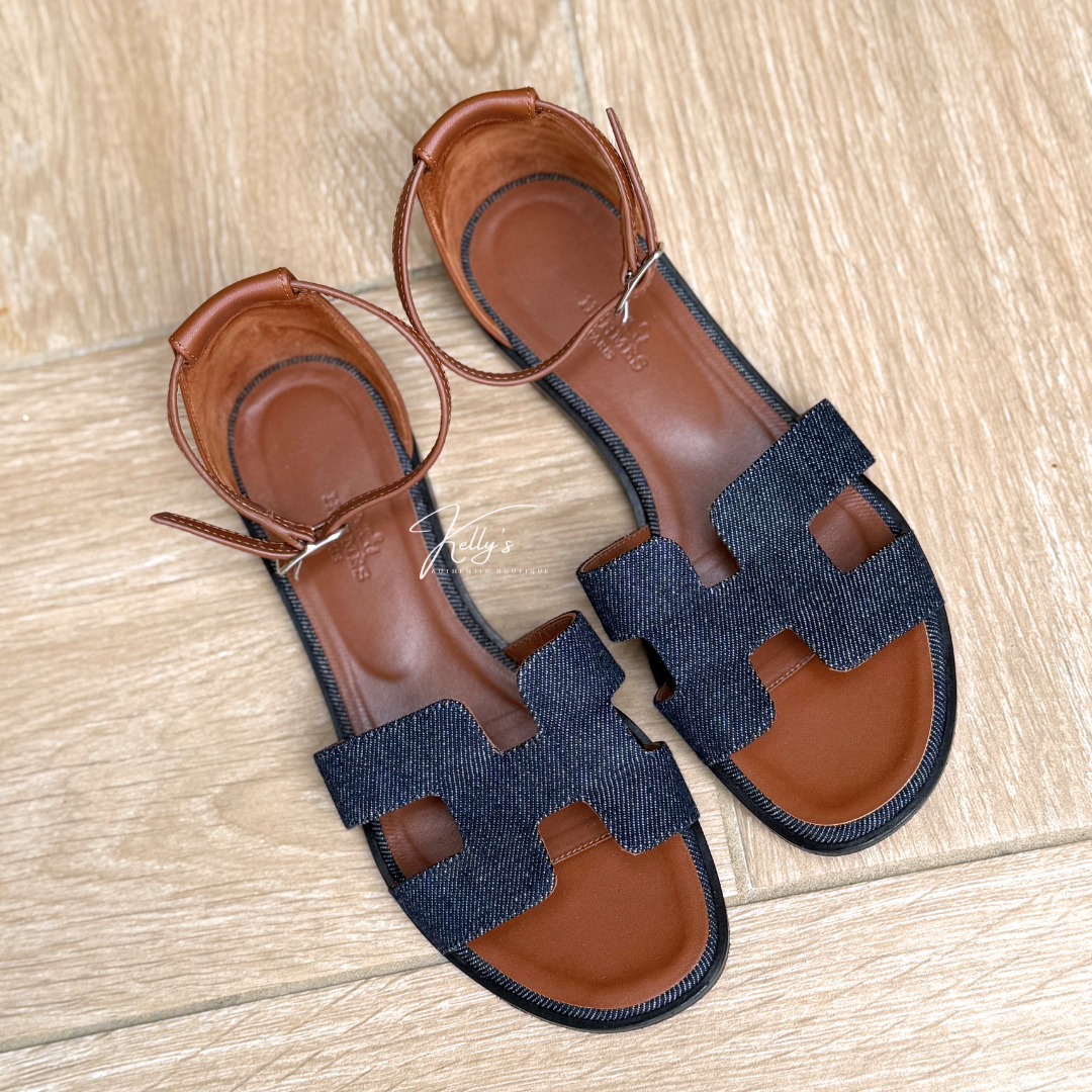 Hermes Denim Santorini Sandals Kelly's Authentic Boutique