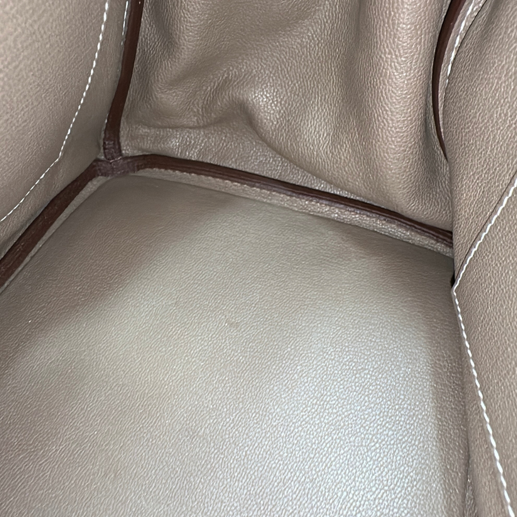 Hermes Etoupe Taurillon Clemence Birkin 35 Kelly's Authentic Boutique