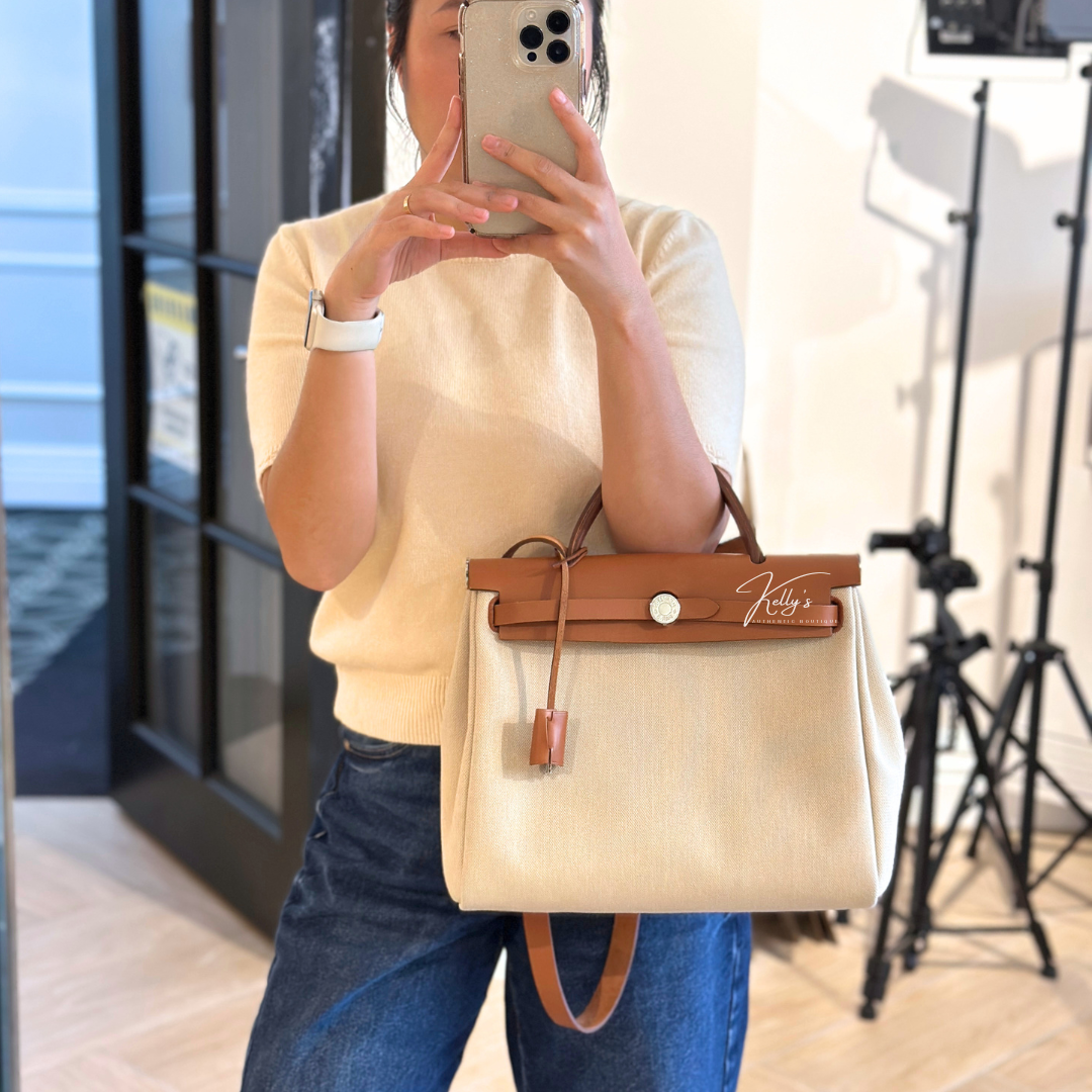 Hermes Herbag 31 Fauve Beton (Stamp U) Kelly's Authentic Boutique