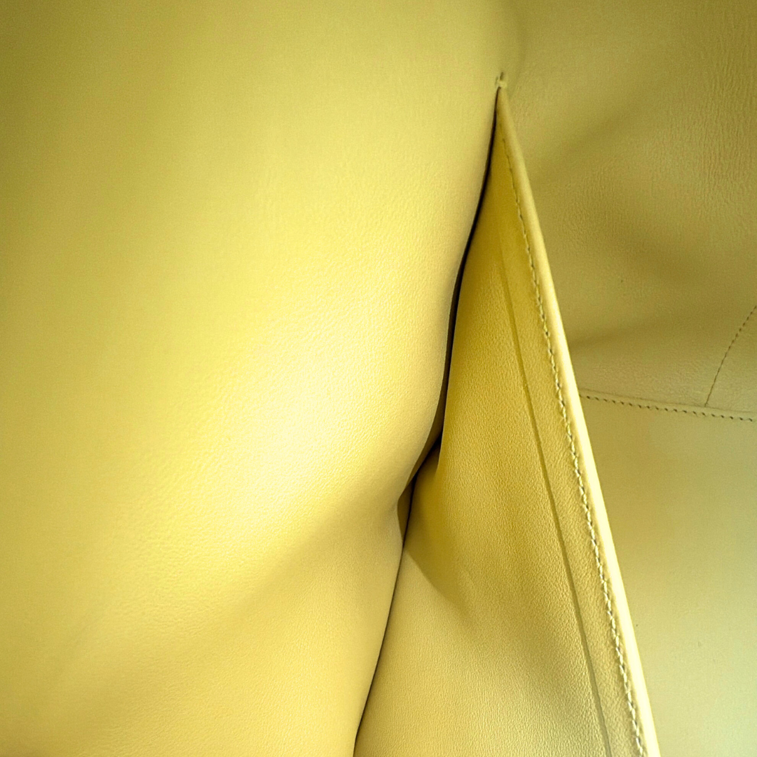 Hermes Soufre Swift Toolbox 26 Handbag (Stamp Square Q) Kelly's Authentic Boutique