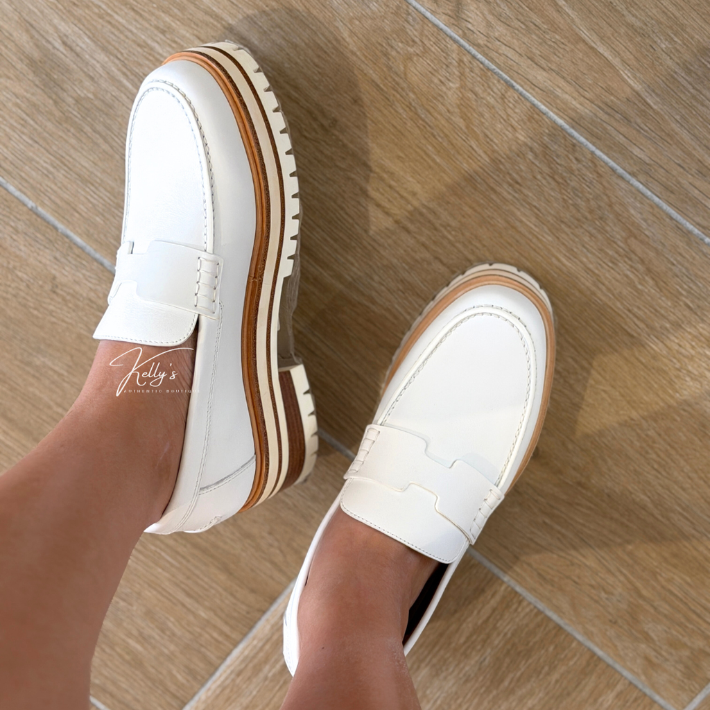 Hermes White Leather Ivy Moccasin Loafers (Unused) Kelly's Authentic Boutique