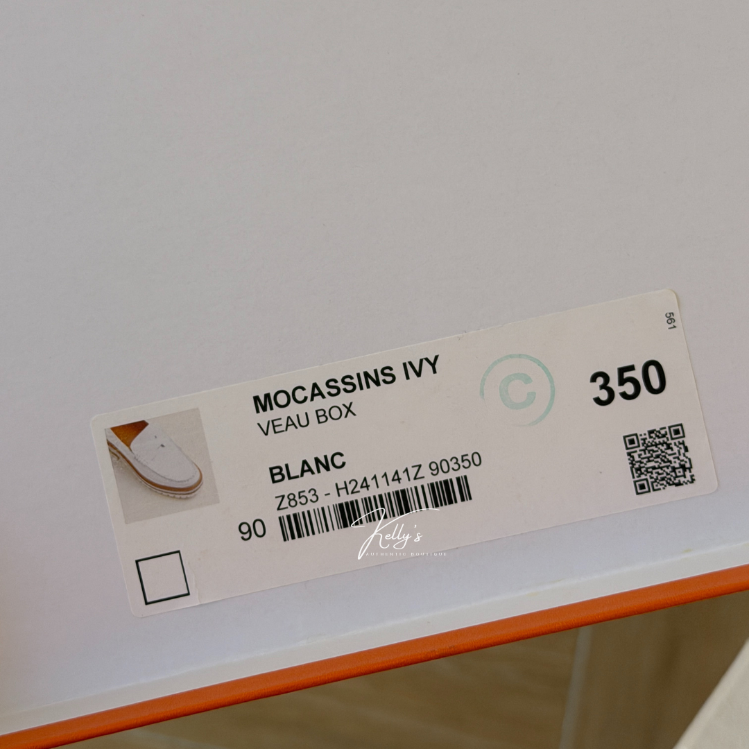 Hermes White Leather Ivy Moccasin Loafers (Unused) Kelly's Authentic Boutique