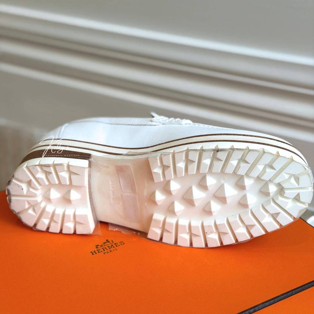Hermes White Leather Ivy Moccasin Loafers (Unused) Kelly's Authentic Boutique