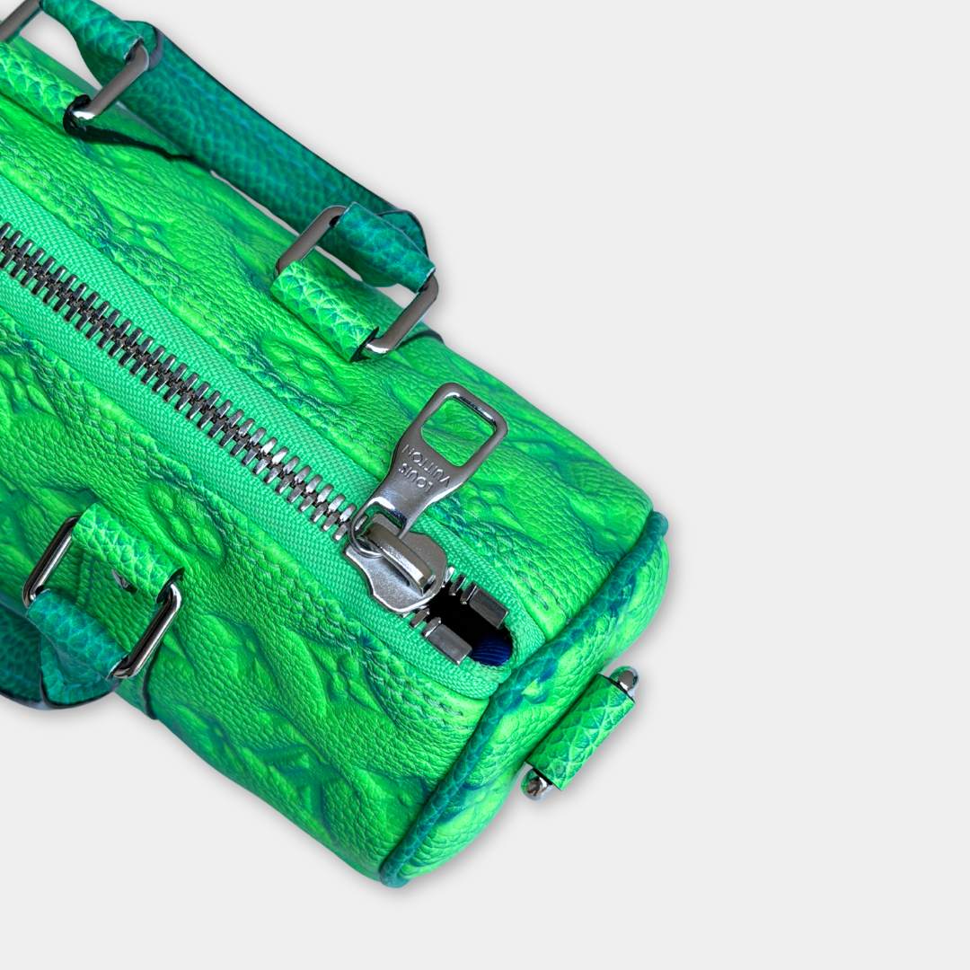 Microchipped Louis Vuitton Limited Taurillon Clemence Illusion Keepall XS Bag Kelly's Authentic Boutique