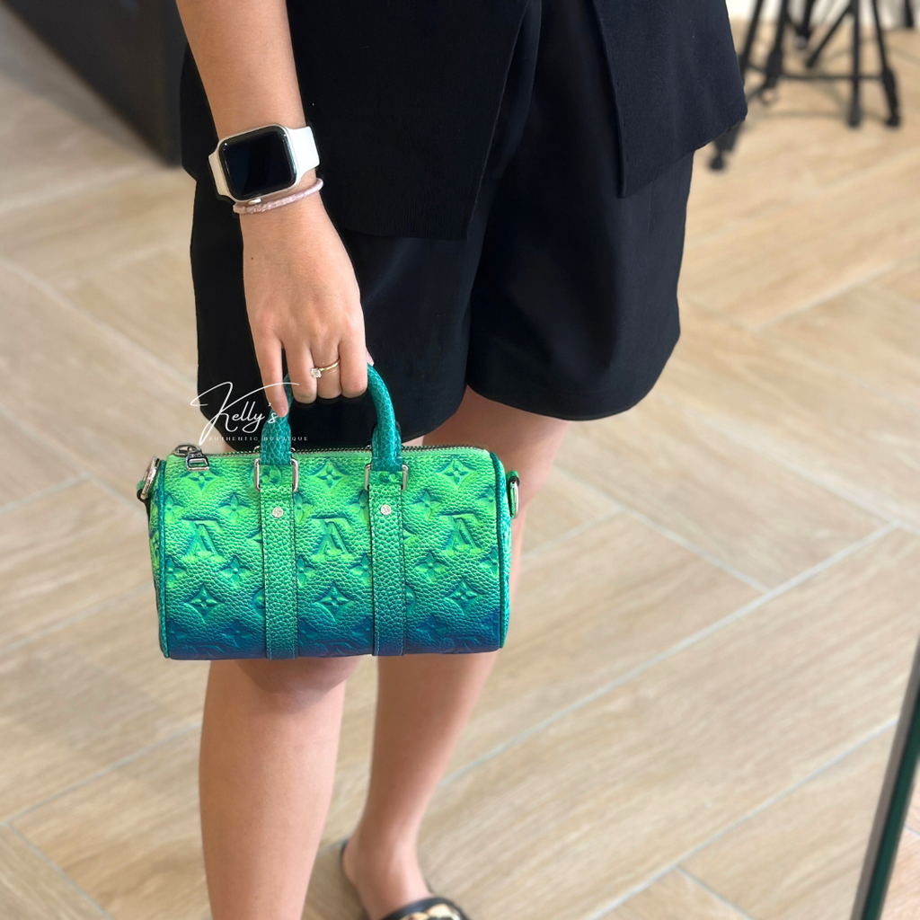 Microchipped Louis Vuitton Limited Taurillon Clemence Illusion Keepall XS Bag Kelly's Authentic Boutique