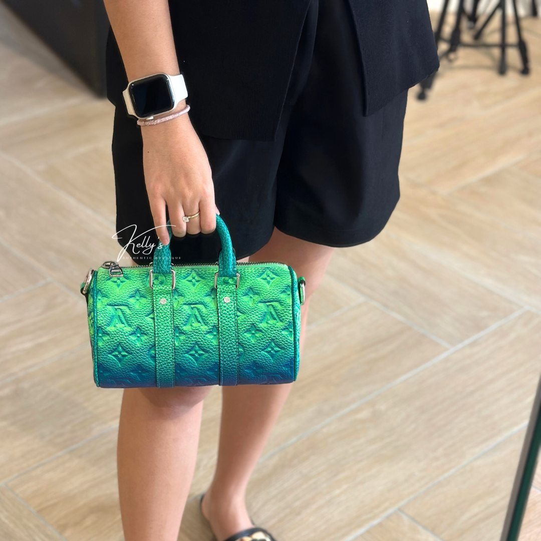 Microchipped Louis Vuitton Limited Taurillon Clemence Illusion Keepall XS Bag Kelly's Authentic Boutique