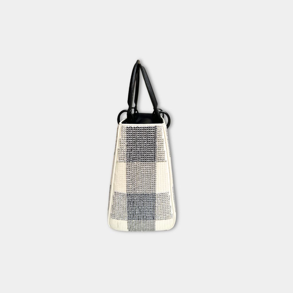 Dior Lady Medium Dior Sequin Black and White Handbag Kelly's Authentic Boutique
