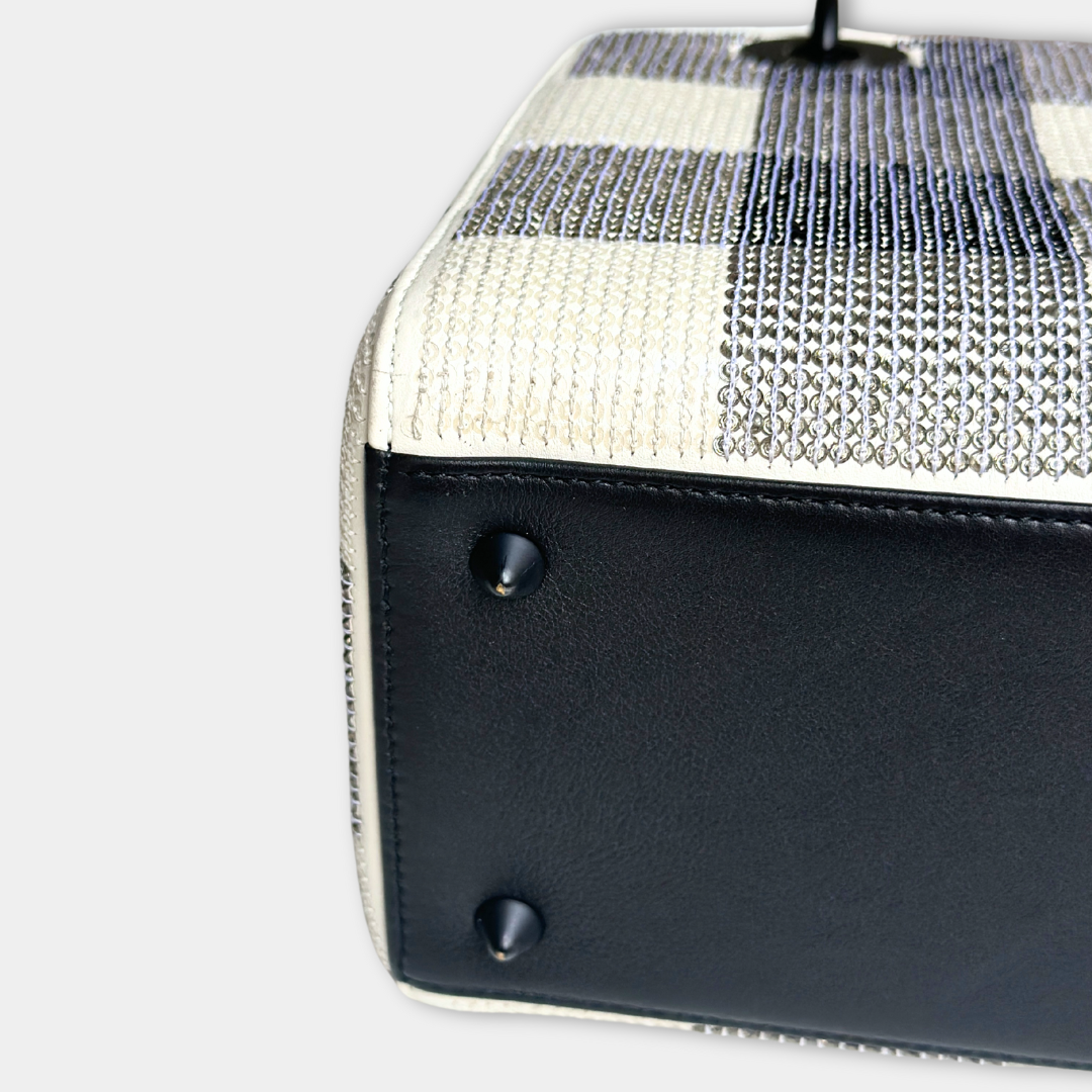 Dior Lady Medium Dior Sequin Black and White Handbag Kelly's Authentic Boutique