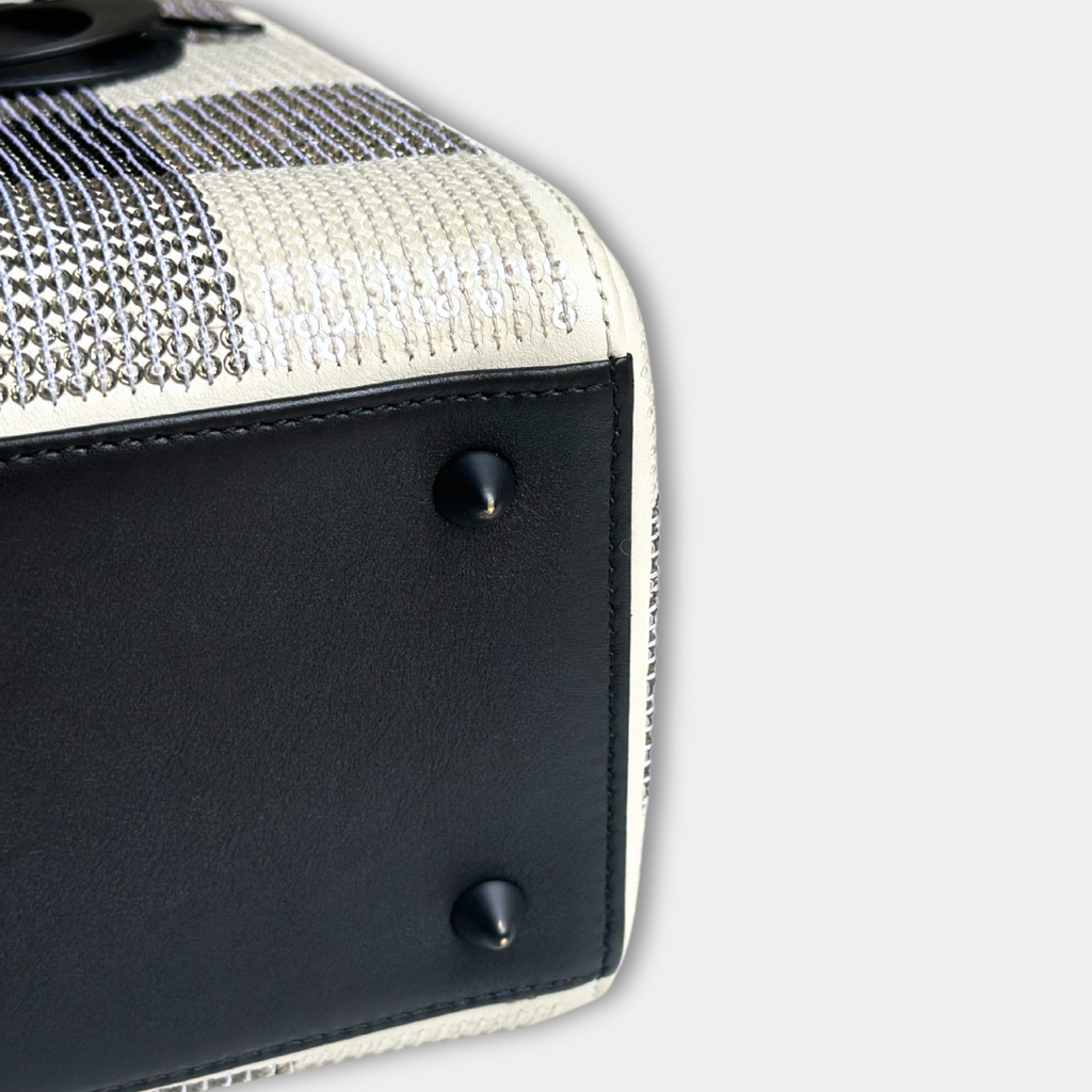 Dior Lady Medium Dior Sequin Black and White Handbag Kelly's Authentic Boutique