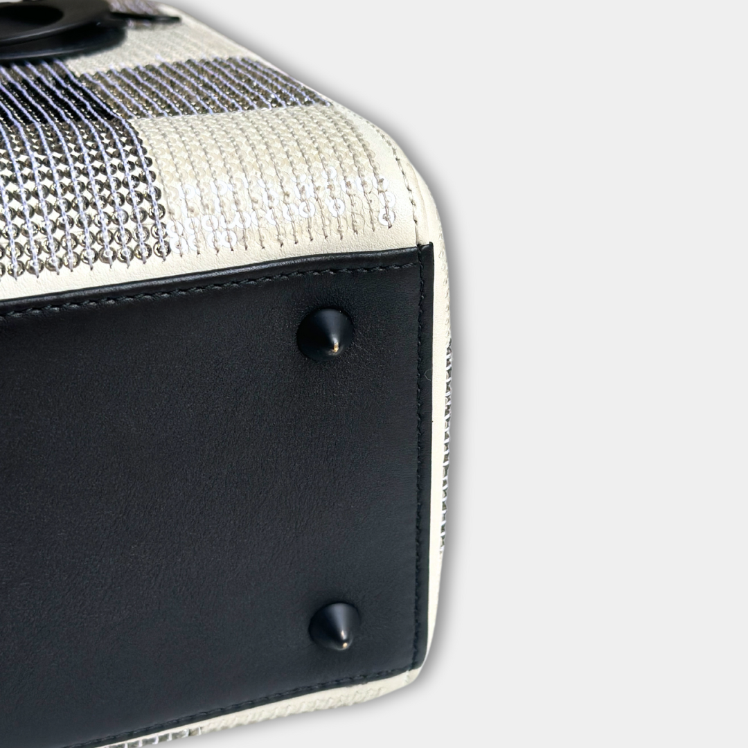 Dior Lady Medium Dior Sequin Black and White Handbag Kelly's Authentic Boutique