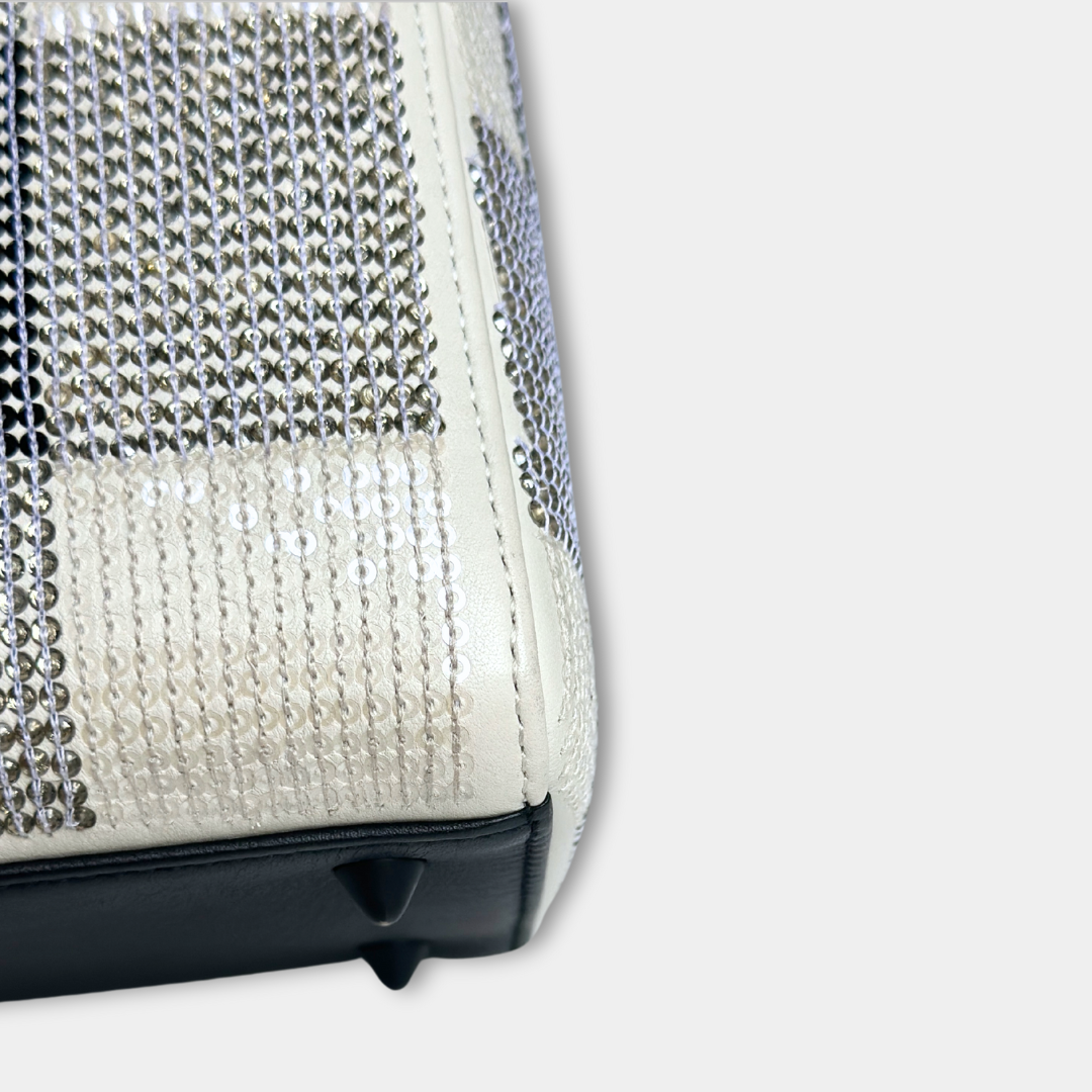 Dior Lady Medium Dior Sequin Black and White Handbag Kelly's Authentic Boutique