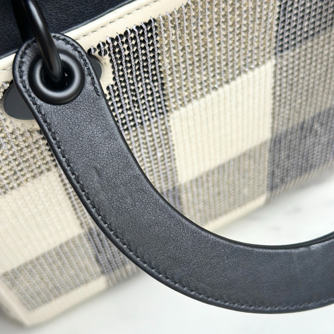 Dior Lady Medium Dior Sequin Black and White Handbag Kelly's Authentic Boutique