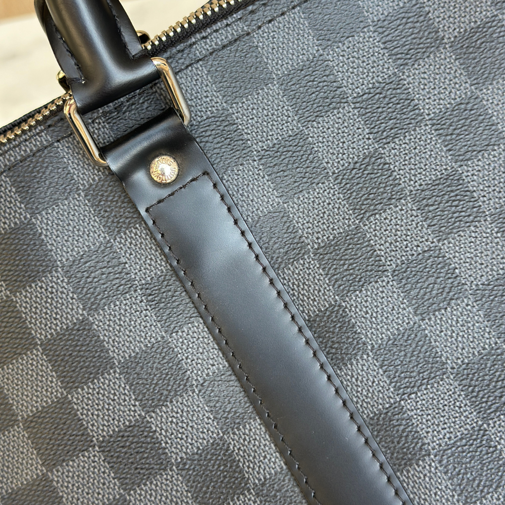 Louis Vuitton Damier Graphite Canvas Keepall Bandouliere 55 with Strap (has initials) Kelly's Authentic Boutique