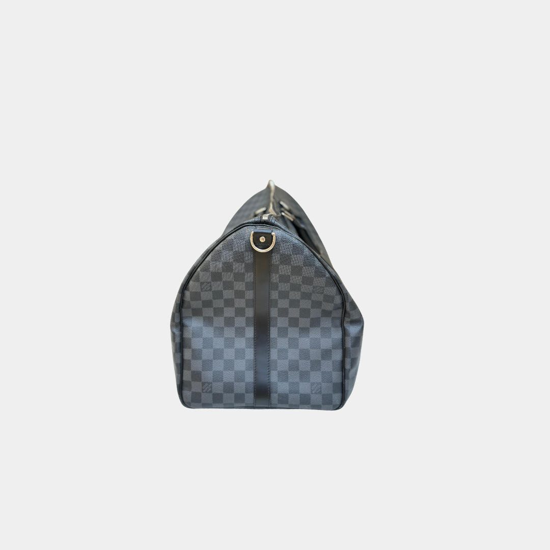Louis Vuitton Damier Graphite Canvas Keepall Bandouliere 55 with Strap (has initials) Kelly's Authentic Boutique