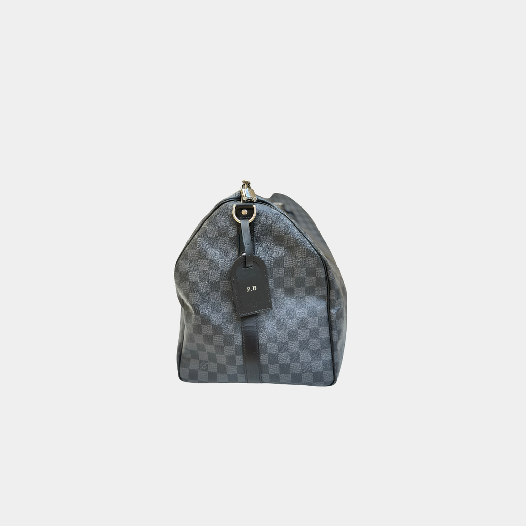 Louis Vuitton Damier Graphite Canvas Keepall Bandouliere 55 with Strap (has initials) Kelly's Authentic Boutique