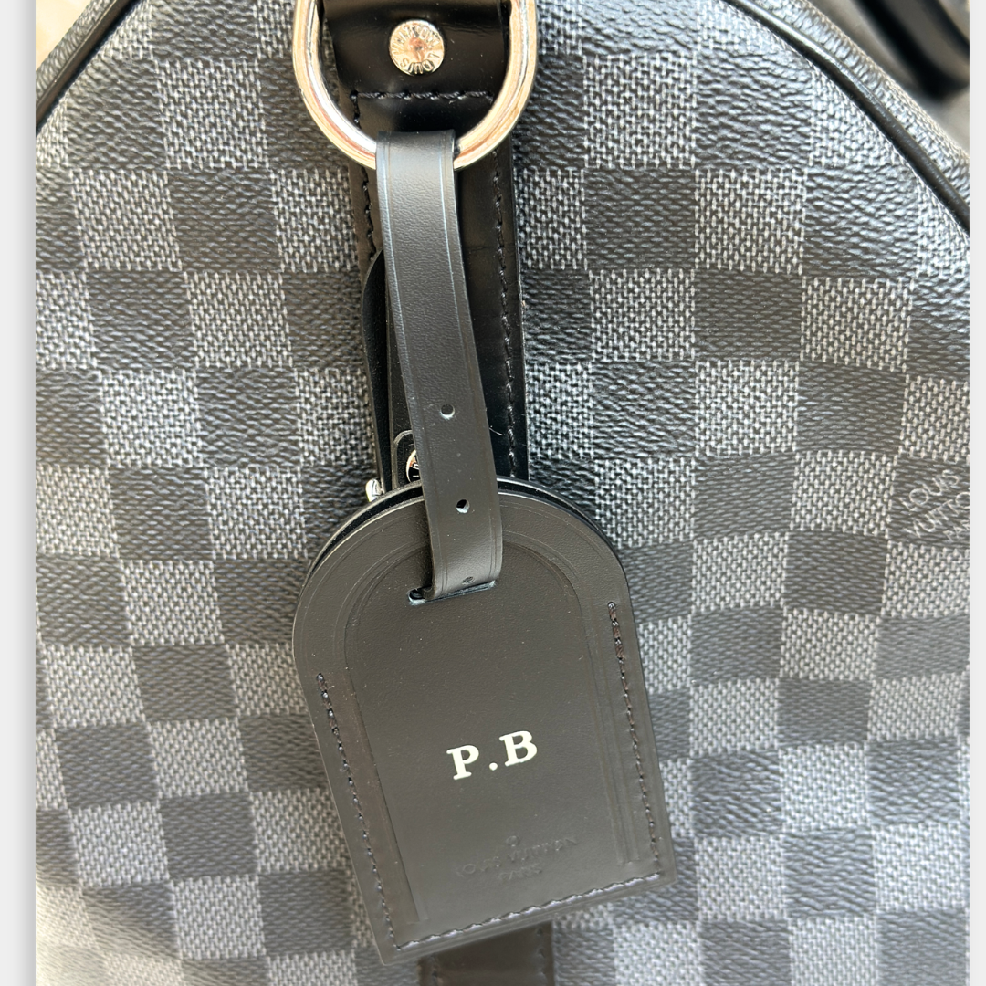 Louis Vuitton Damier Graphite Canvas Keepall Bandouliere 55 with Strap (has initials) Kelly's Authentic Boutique
