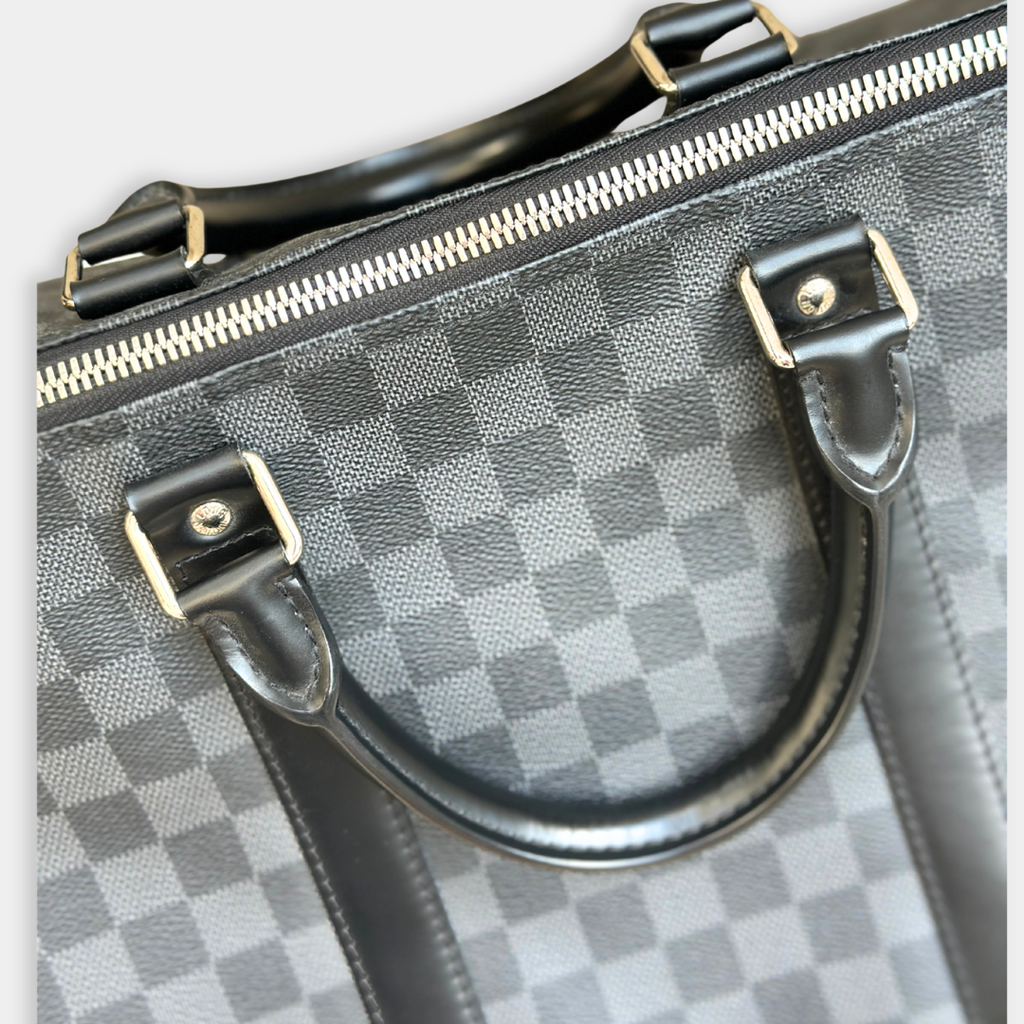 Louis Vuitton Damier Graphite Canvas Keepall Bandouliere 55 with Strap (has initials) Kelly's Authentic Boutique