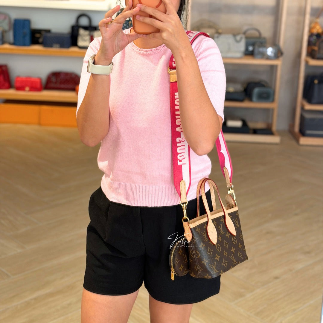 Louis Vuitton Microchip Monogram Neverfull BB Rose Peony Kelly's Authentic Boutique
