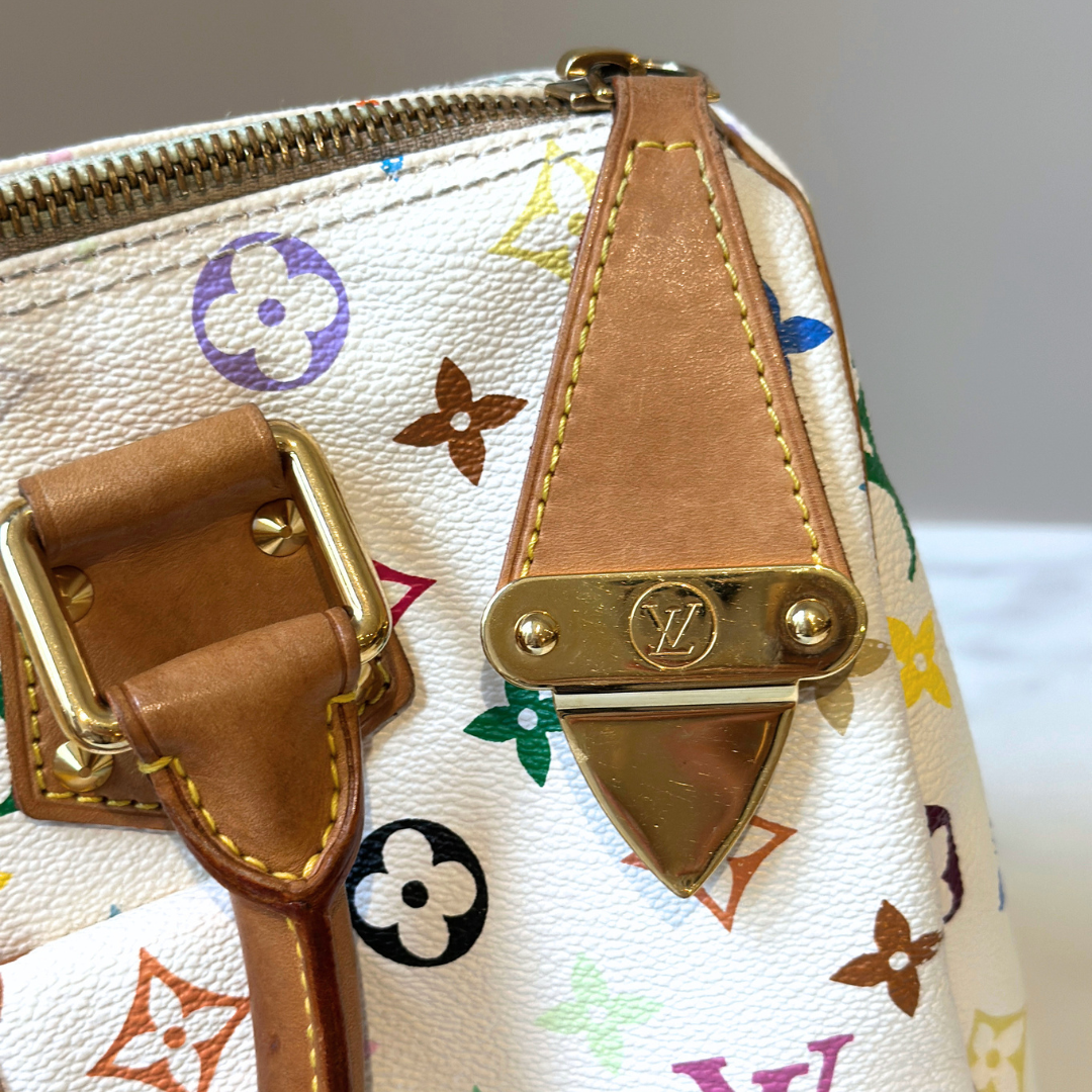 Louis Vuitton Murakami White Multicolore Speedy 30 Kelly's Authentic Boutique