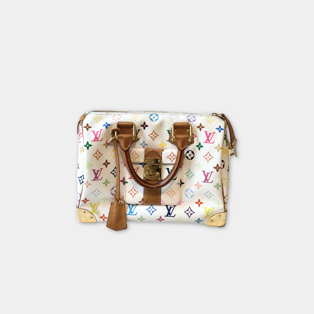 Louis Vuitton Murakami White Multicolore Speedy 30 Kelly's Authentic Boutique