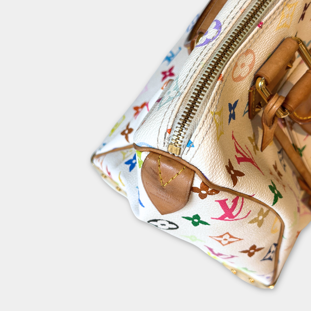 Louis Vuitton Murakami White Multicolore Speedy 30 Kelly's Authentic Boutique
