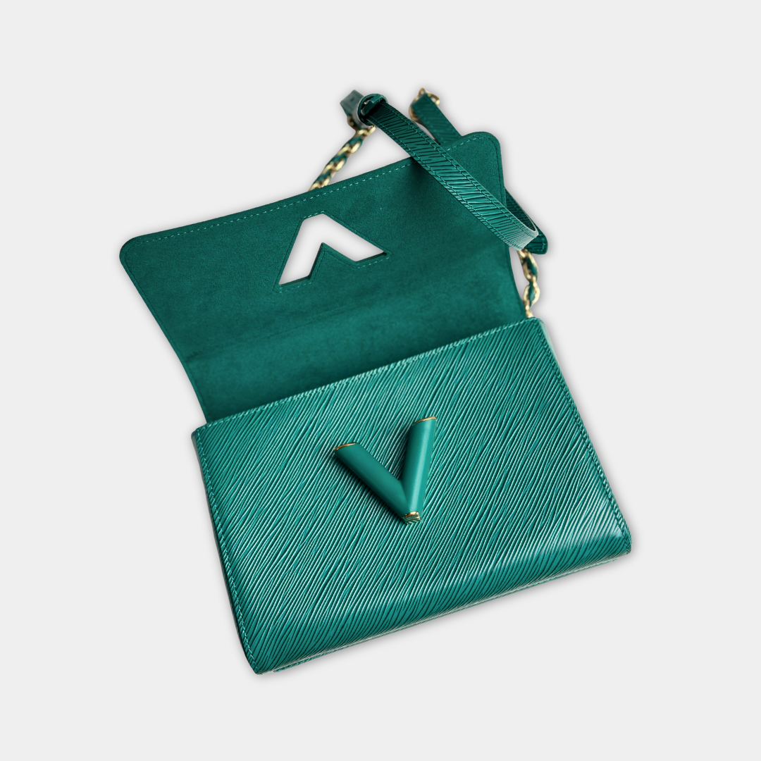 Louis Vuitton Microchipped Emerald Green Twist MM Kelly's Authentic Boutique