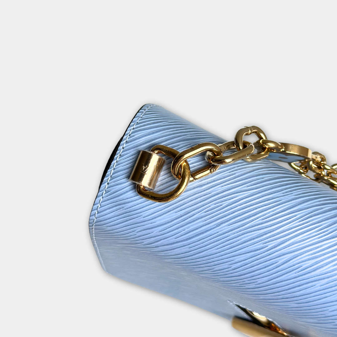 Louis Vuitton Microchipped Baby Blue Epi Twist MM Kelly's Authentic Boutique