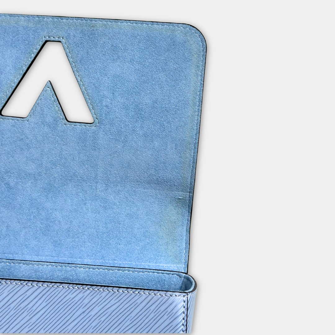 Louis Vuitton Microchipped Baby Blue Epi Twist MM Kelly's Authentic Boutique