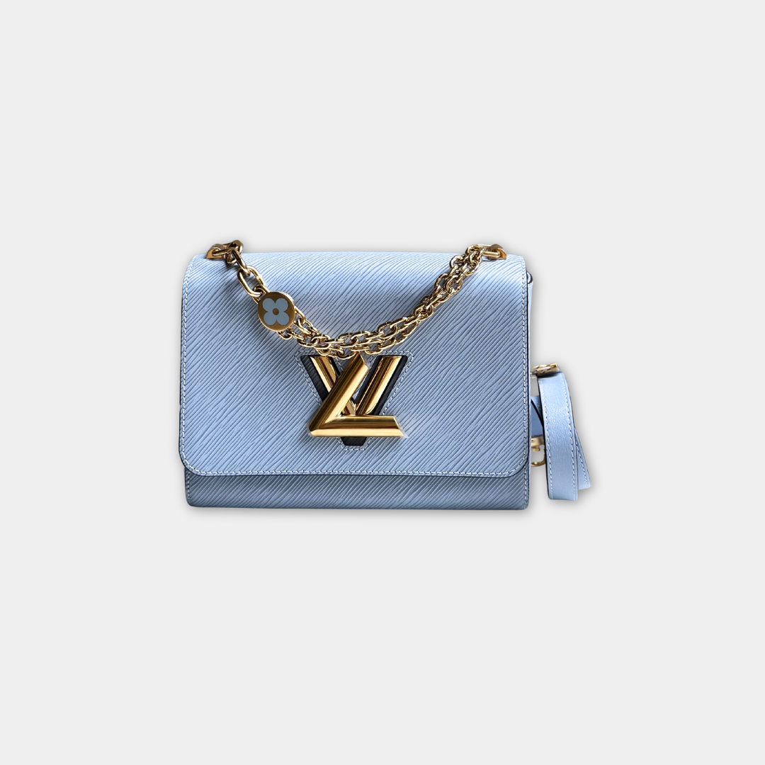 Louis Vuitton Microchipped Baby Blue Epi Twist MM Kelly's Authentic Boutique