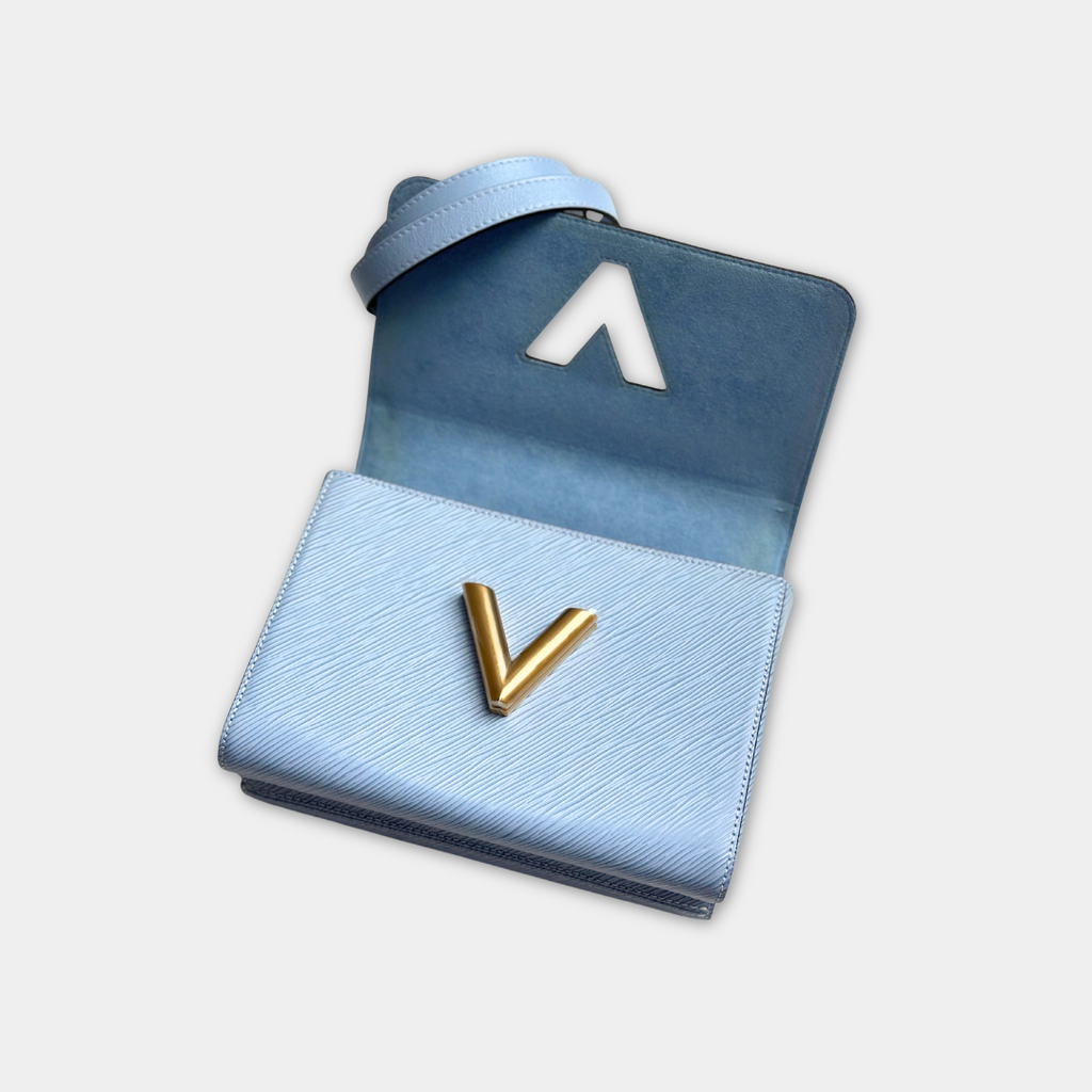 Louis Vuitton Microchipped Baby Blue Epi Twist MM Kelly's Authentic Boutique