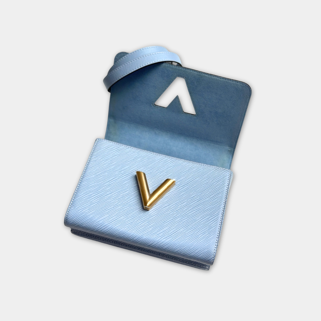 Louis Vuitton Microchipped Baby Blue Epi Twist MM Kelly's Authentic Boutique
