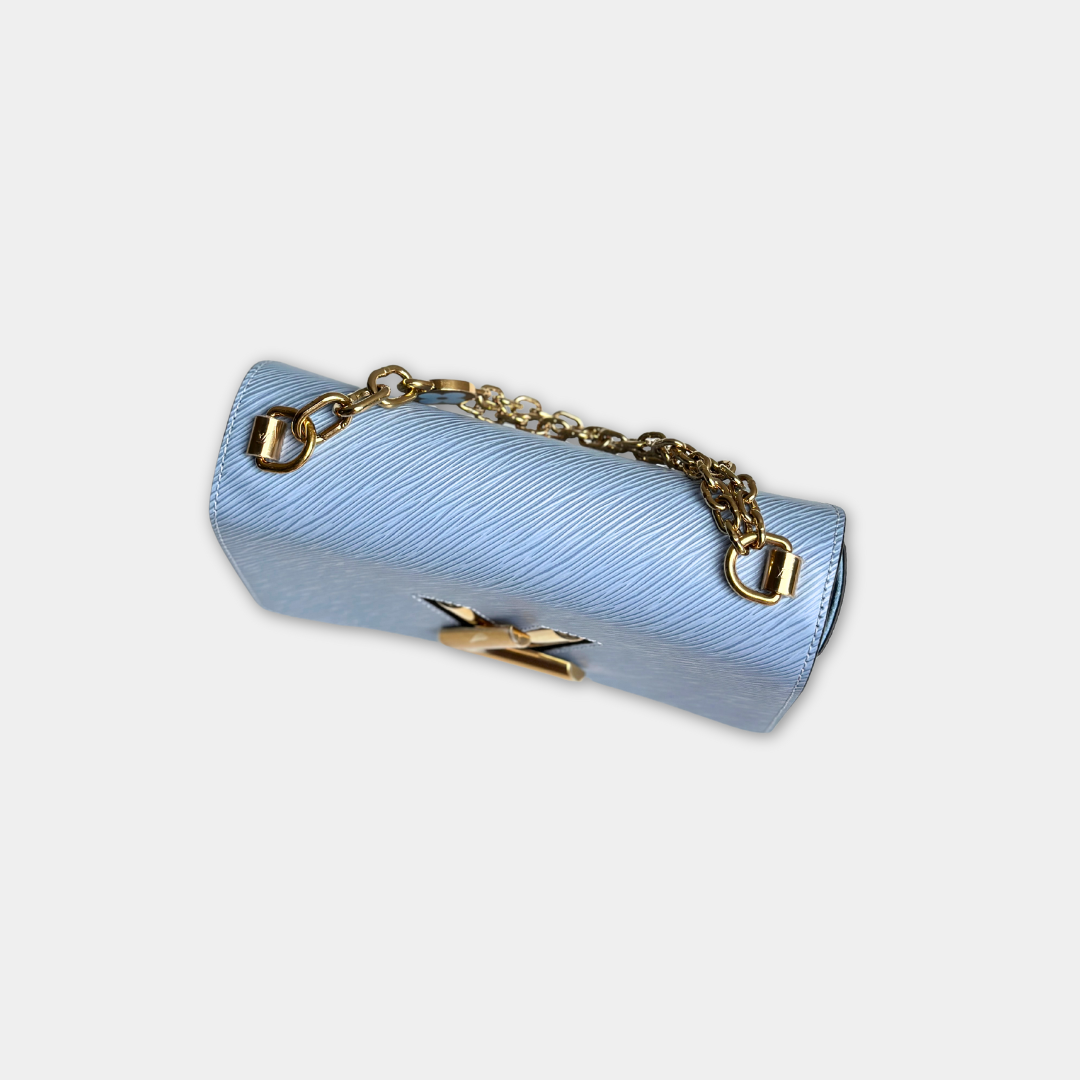 Louis Vuitton Microchipped Baby Blue Epi Twist MM Kelly's Authentic Boutique