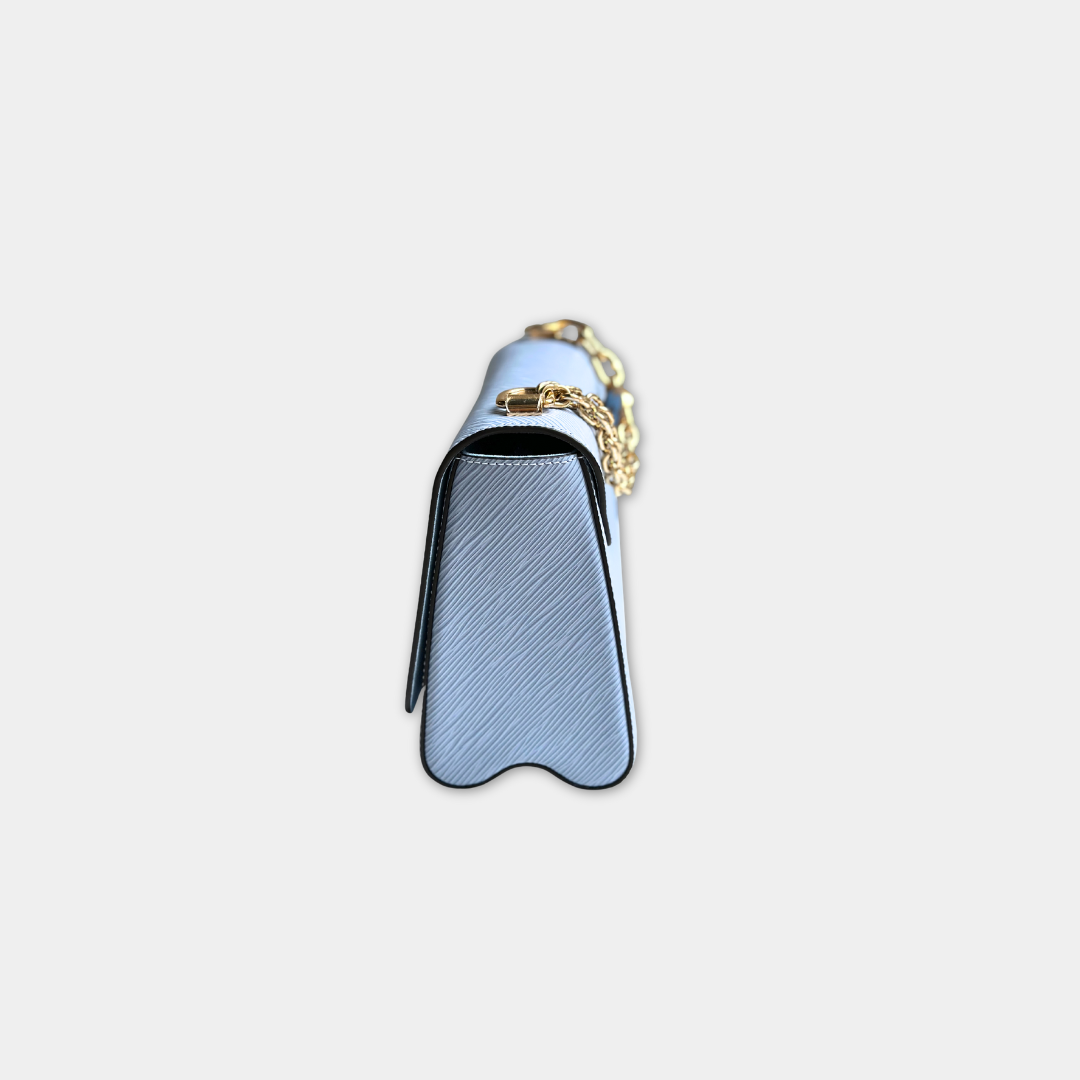 Louis Vuitton Microchipped Baby Blue Epi Twist MM Kelly's Authentic Boutique