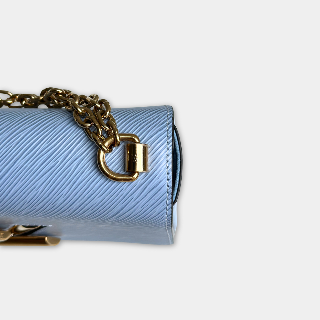 Louis Vuitton Microchipped Baby Blue Epi Twist MM Kelly's Authentic Boutique