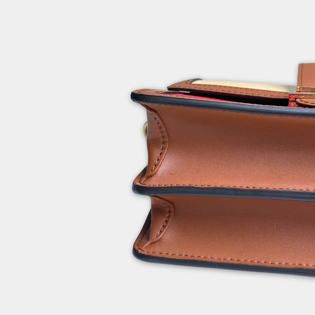 Louis Vuitton Red Beige Taurillon Dauphine MM Kelly's Authentic Boutique