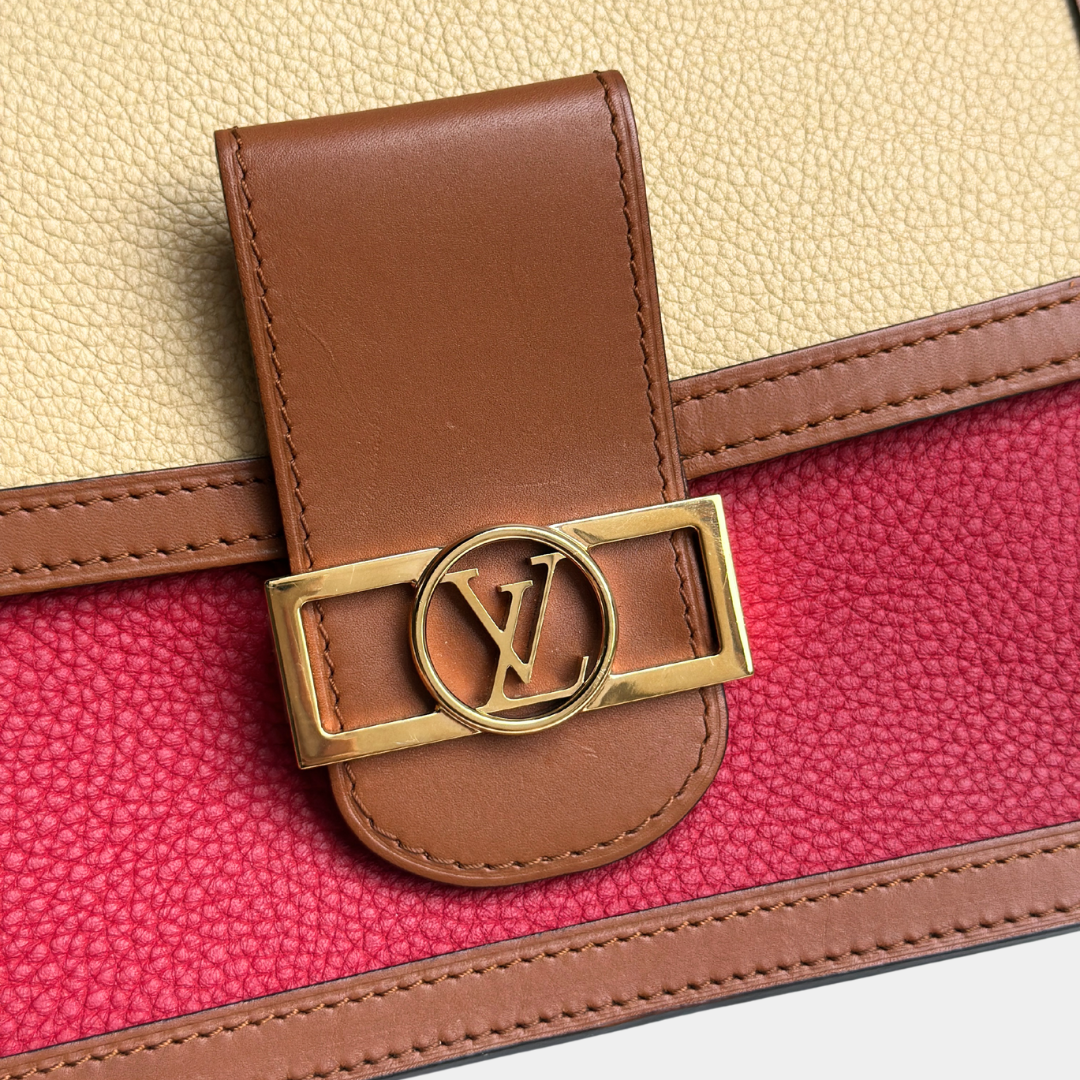 Louis Vuitton Red Beige Taurillon Dauphine MM Kelly's Authentic Boutique