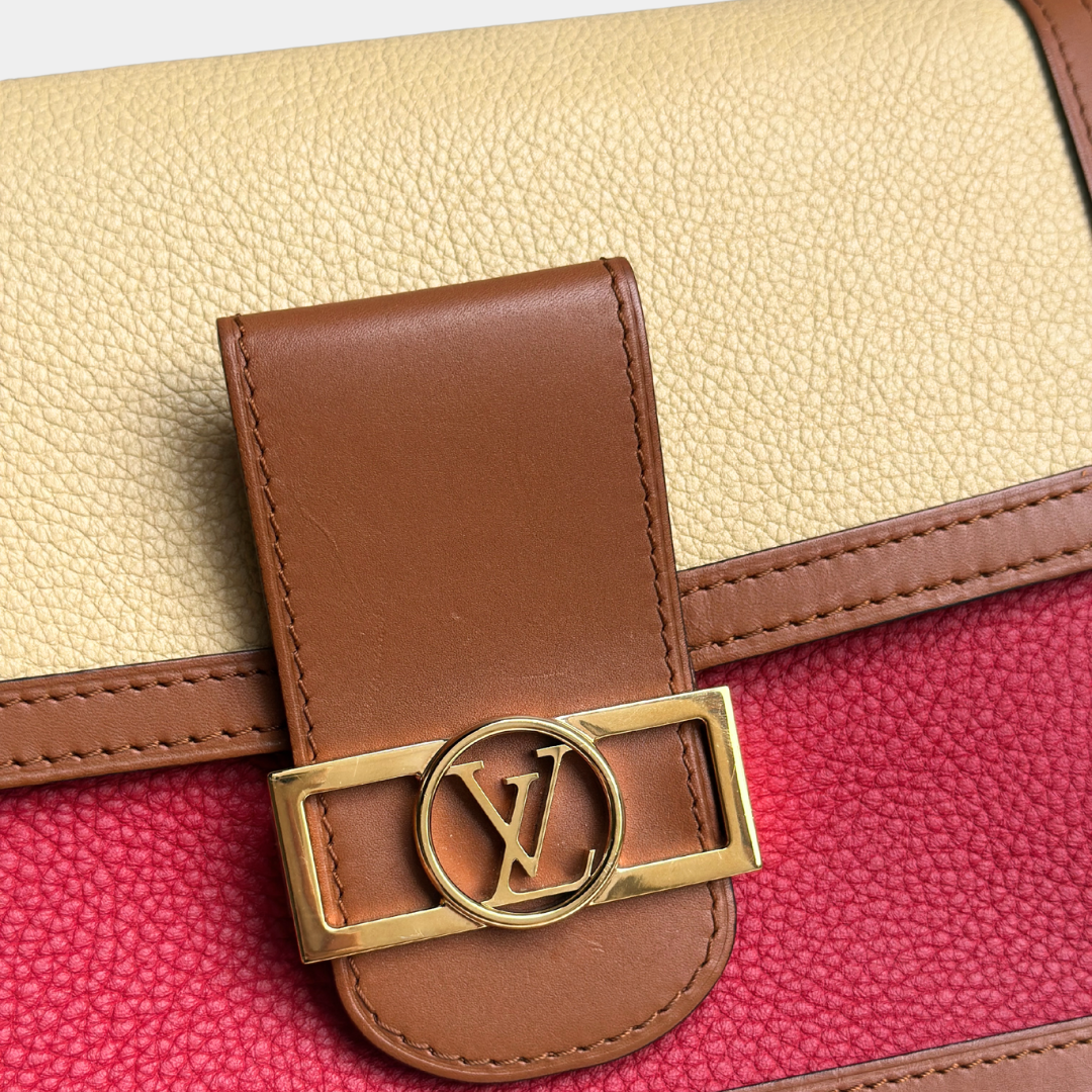 Louis Vuitton Red Beige Taurillon Dauphine MM Kelly's Authentic Boutique