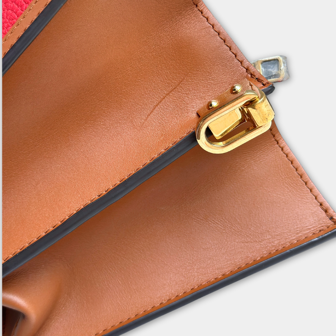 Louis Vuitton Red Beige Taurillon Dauphine MM Kelly's Authentic Boutique