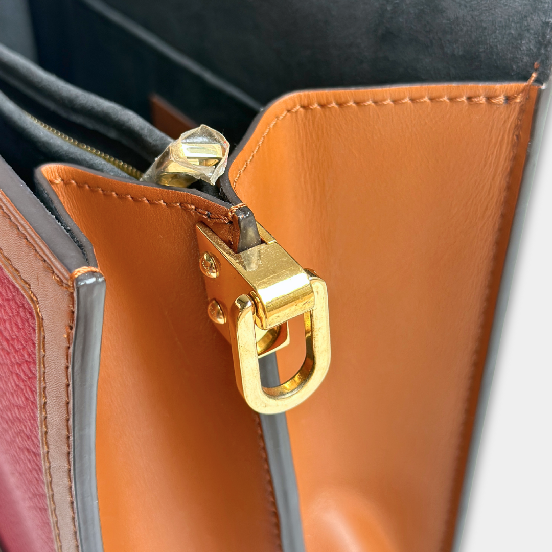 Louis Vuitton Red Beige Taurillon Dauphine MM Kelly's Authentic Boutique