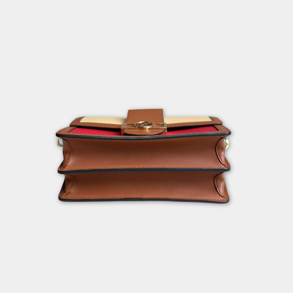 Louis Vuitton Red Beige Taurillon Dauphine MM Kelly's Authentic Boutique