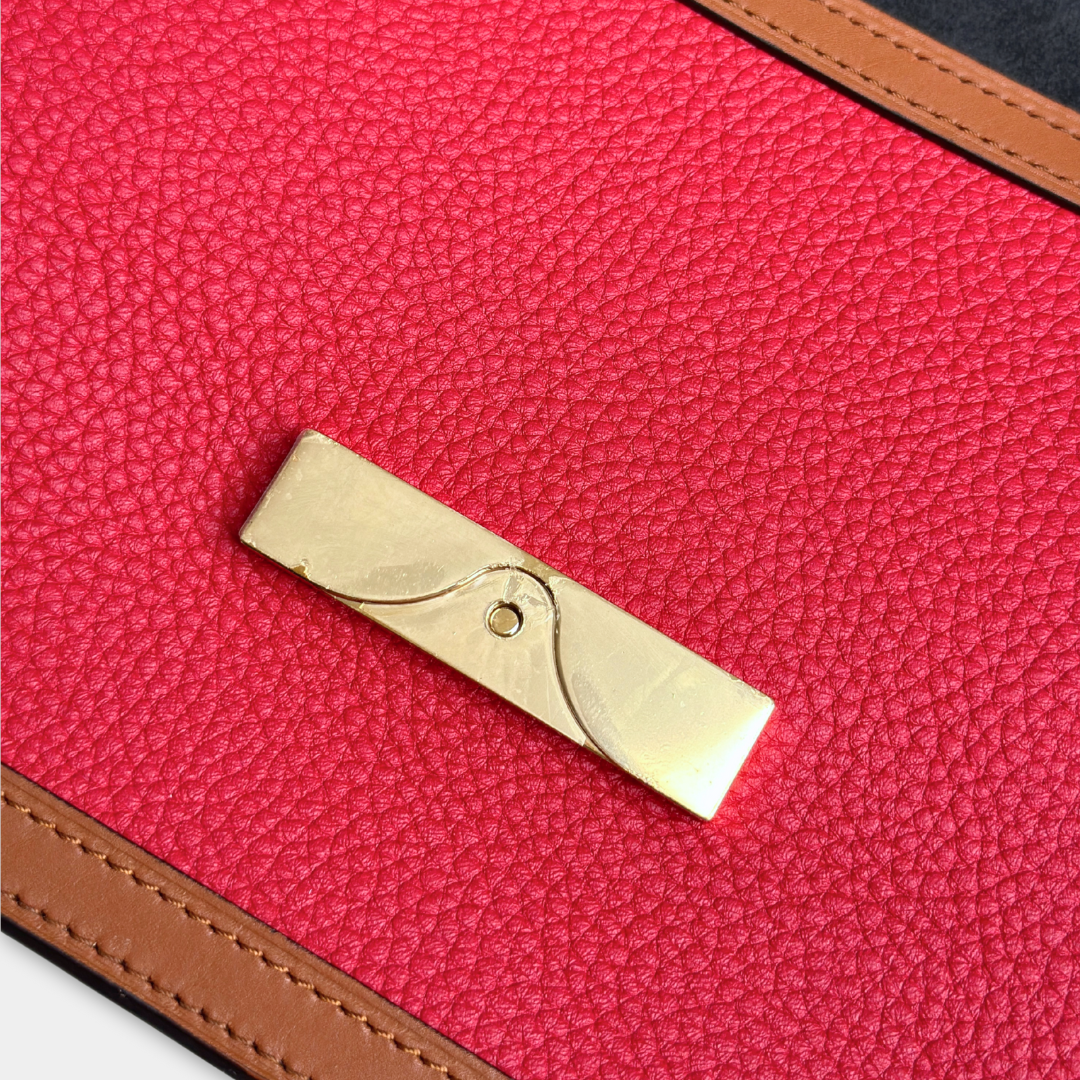 Louis Vuitton Red Beige Taurillon Dauphine MM Kelly's Authentic Boutique