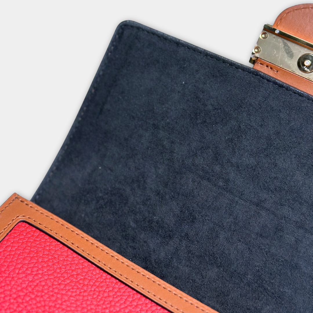 Louis Vuitton Red Beige Taurillon Dauphine MM Kelly's Authentic Boutique