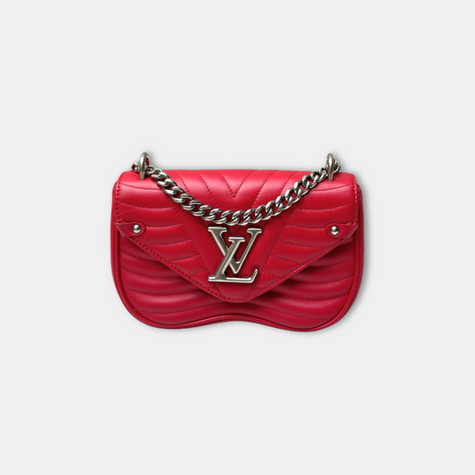 Louis Vuitton Red Calfskin New Wave Chain PM Kelly's Authentic Boutique